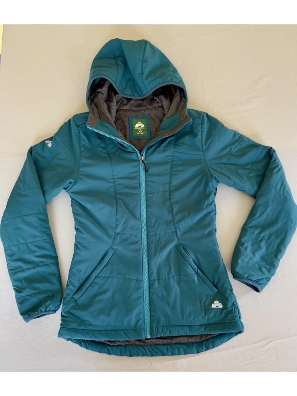 Eastern Mountain Sports EMS Womens XS Teal Hooded Insulated Puffer Jacket Coat